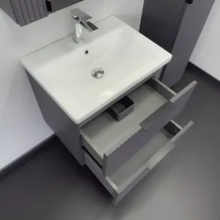 Тумба-умывальник Comforty Лима-60П2 антрацит с раковиной Como 60